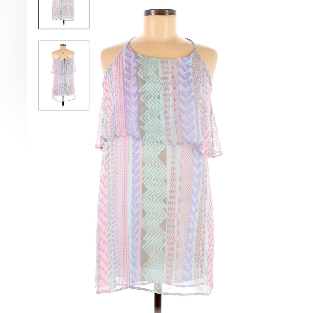 🌈Multi-Colored Sleeveless Aztec Mini Dress w/ Tie Back (size M)🌈